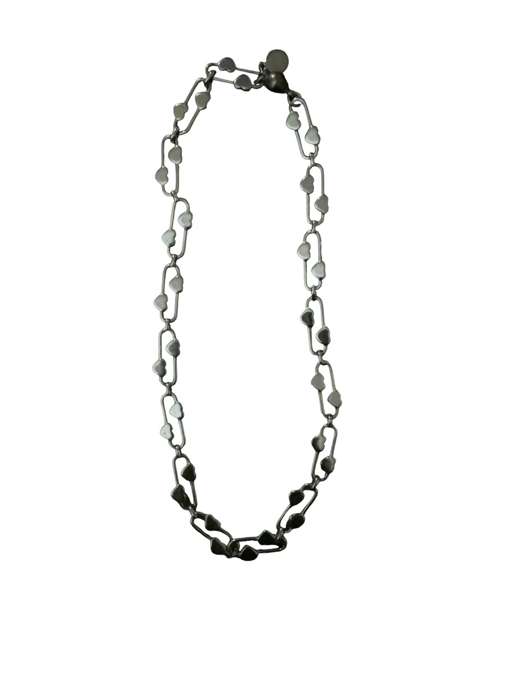 Sterling Silver Heart Link Necklace - Silver Women's Jewelry-Magnetic Clasp-NWT